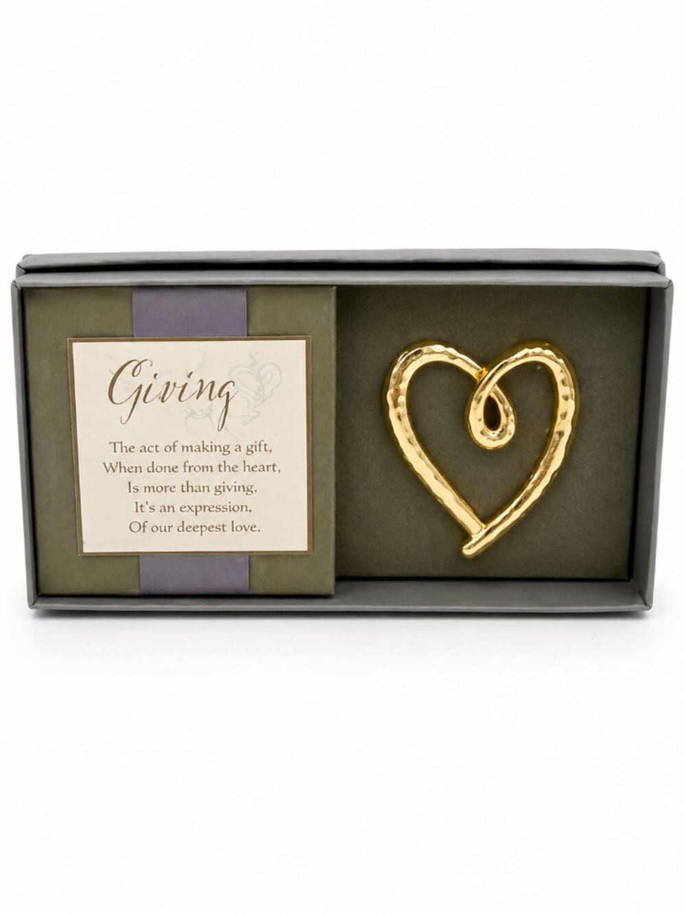 DEMDACO Giving Pin Gold Heart Lapel Pin Gift Box Inspirational Like New